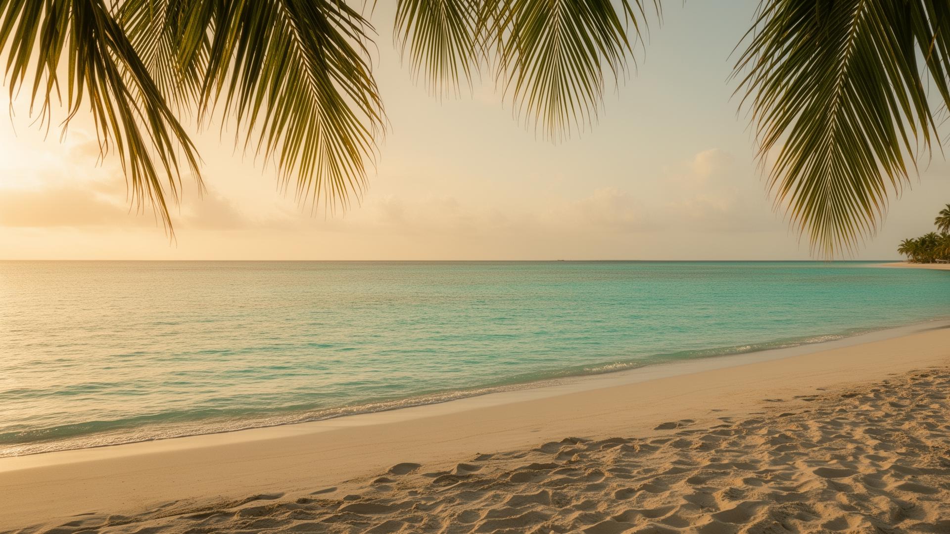 Turquoise lagoon at golden hour